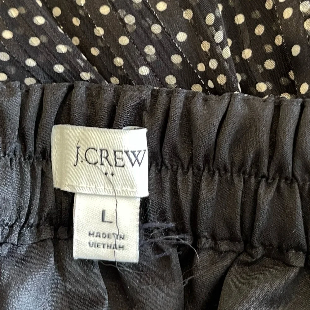 ❤️ J. Crew Black and White Metallic Polka Dot Ruffle Chiffon Skirt